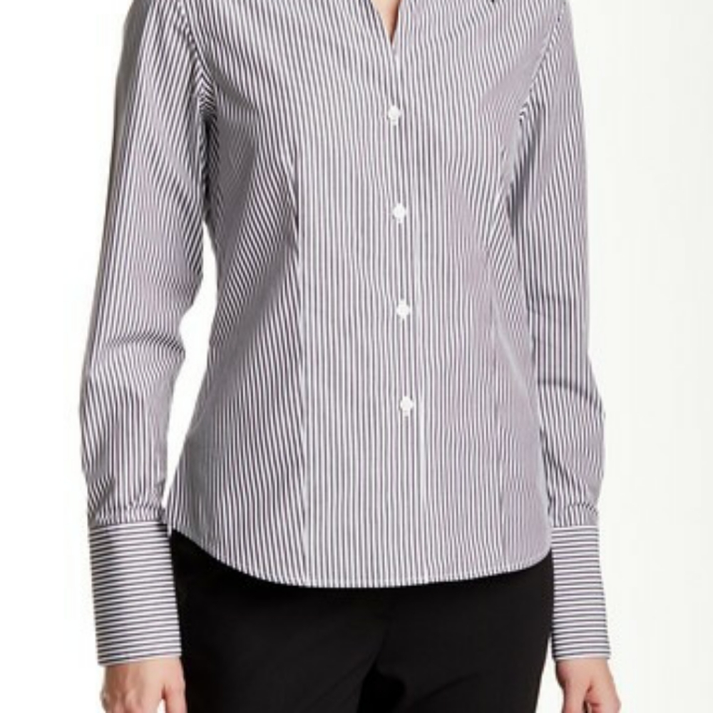 Calvin Klein Long Sleeve Stripe Blouse // size 2